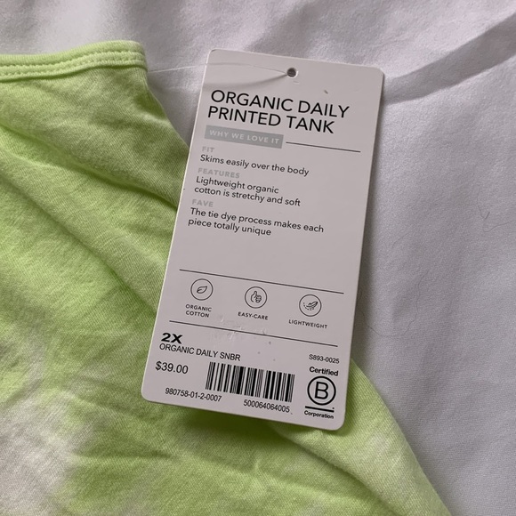 New ATHLETA Organic Cotton Daily Tie Dye Tank Lime Yellow Plus 2X 980758 Soft - Picture 7 of 11
